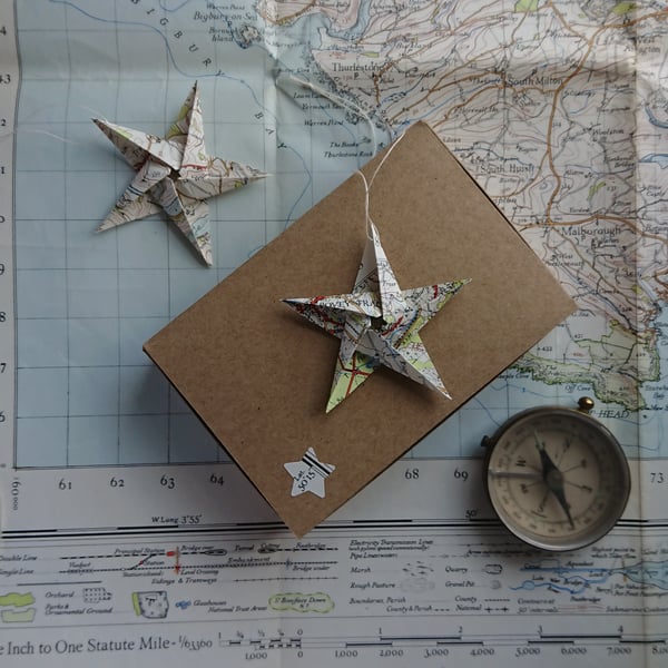 Vintage Ordnance Survey Map Stars - upcycled decorations