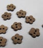 10 Small Dark 11mm Flower Shaped Coconut Buttons - Image 2