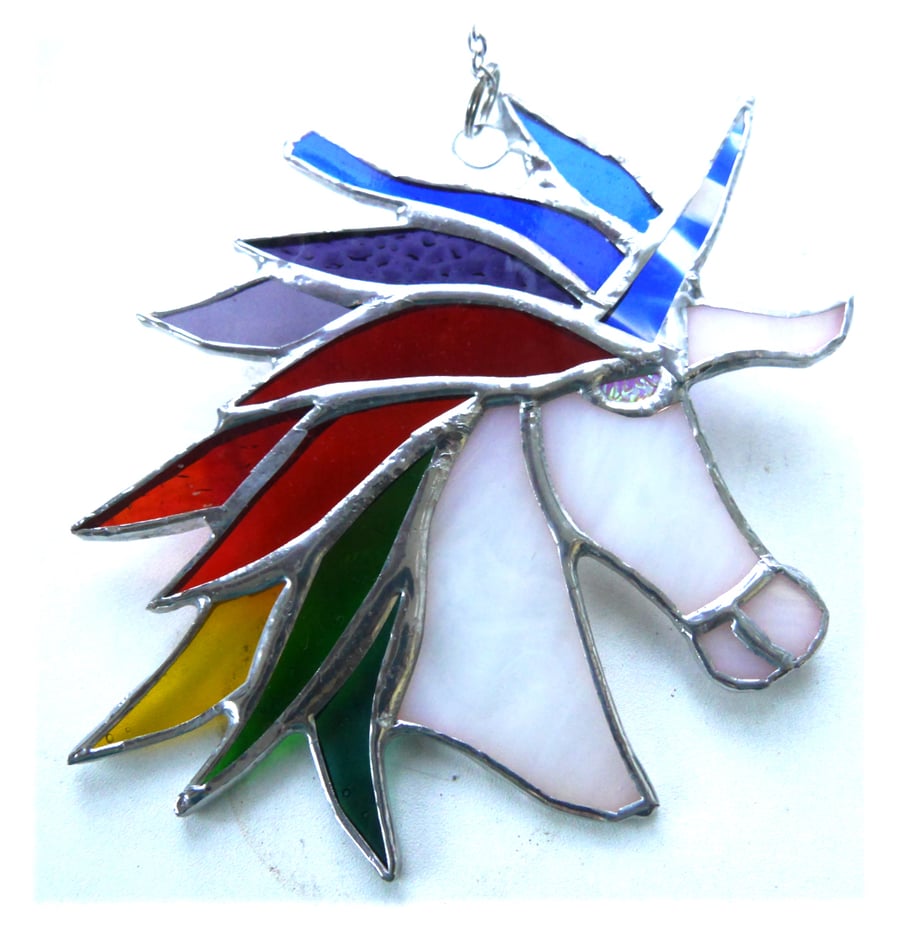 Unicorn Suncatcher Stained Glass Handmade 047 R... Folksy