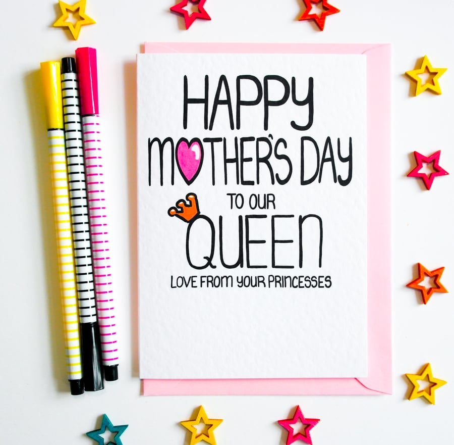 Happy Mother's Day to Our Queen Love From Your Princesses Mother's Day Card