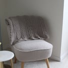 Handknitted Beige Bed Throw 125 x 100cms