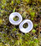 Little frosted silver hag stone stud earrings - Image 1