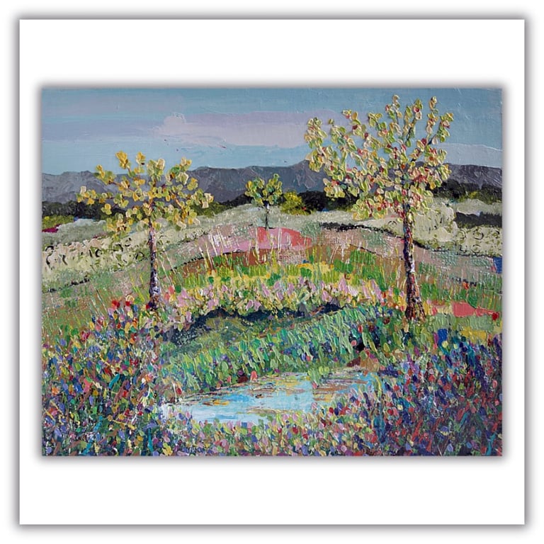 Scottish landscape painting - trees - acrylic - impasto - ready to hang 