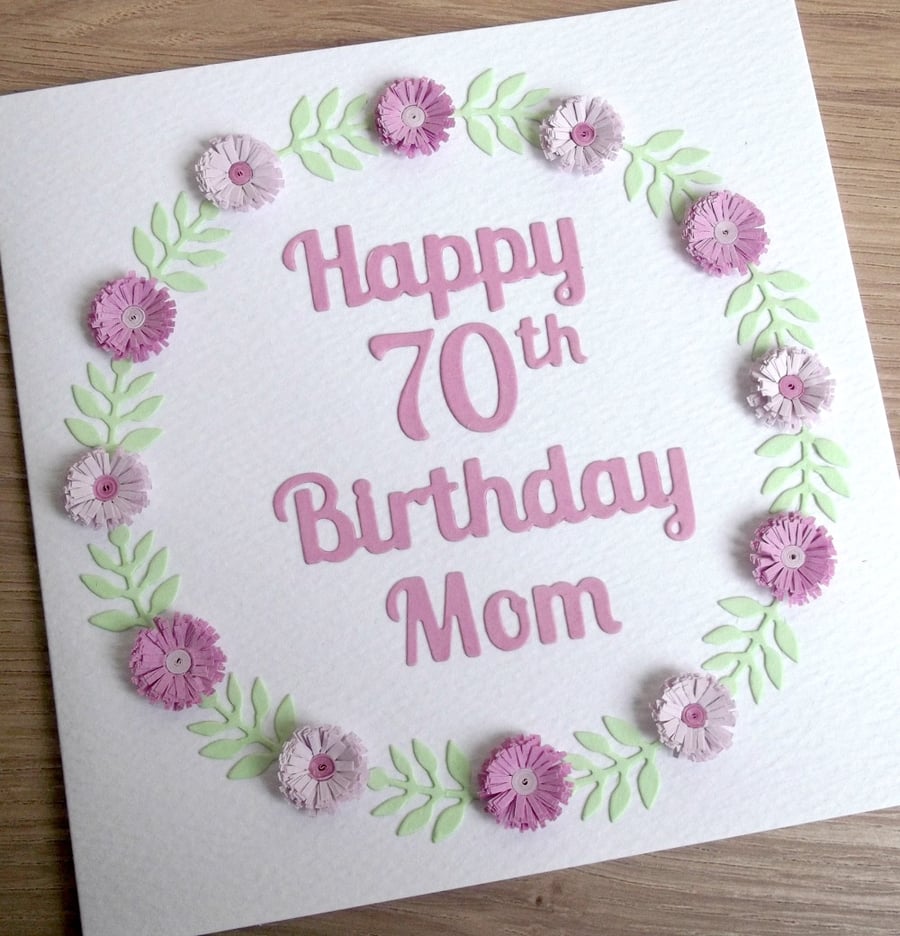70th birthday card, mum - personalised with any age and name