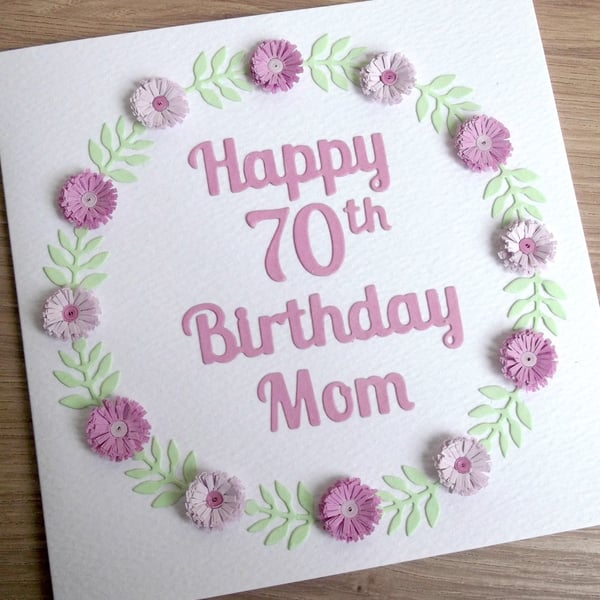 70th birthday card, mum - personalised with any age and name