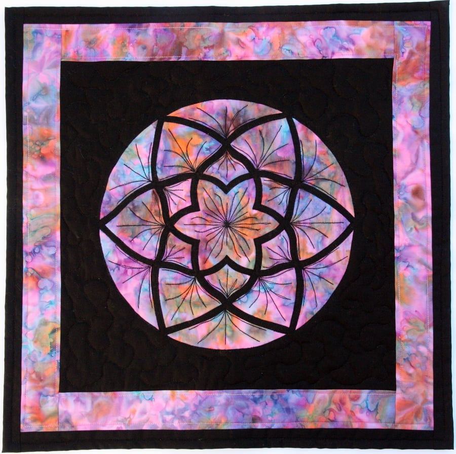 Rose Window C Pattern Art Quilt Panel