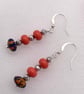 Seductive  Burnt Orange Calsilica Bead Earrings  - Image 1