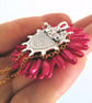Burgundy Large Flower Convertible Pendant Brooch Garnet Necklace - Image 4
