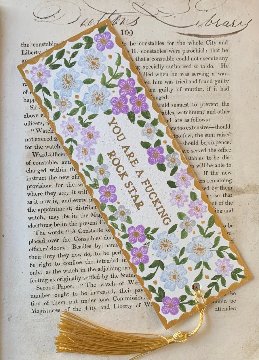 You Are A Fucking Rock Star Handmade  Bookmark