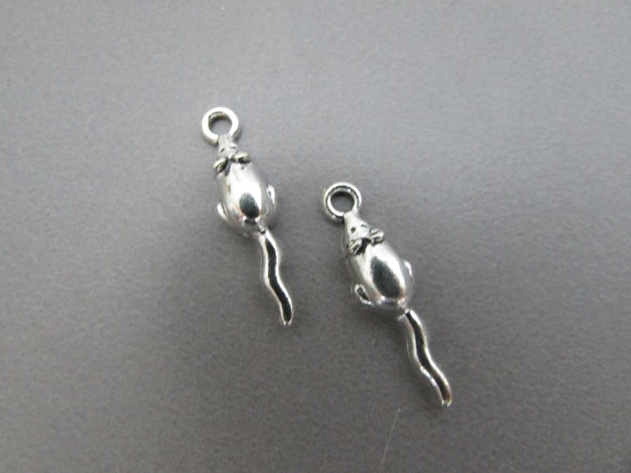 Mouse Tibetan silver or bronze Jewellery Charm x 2