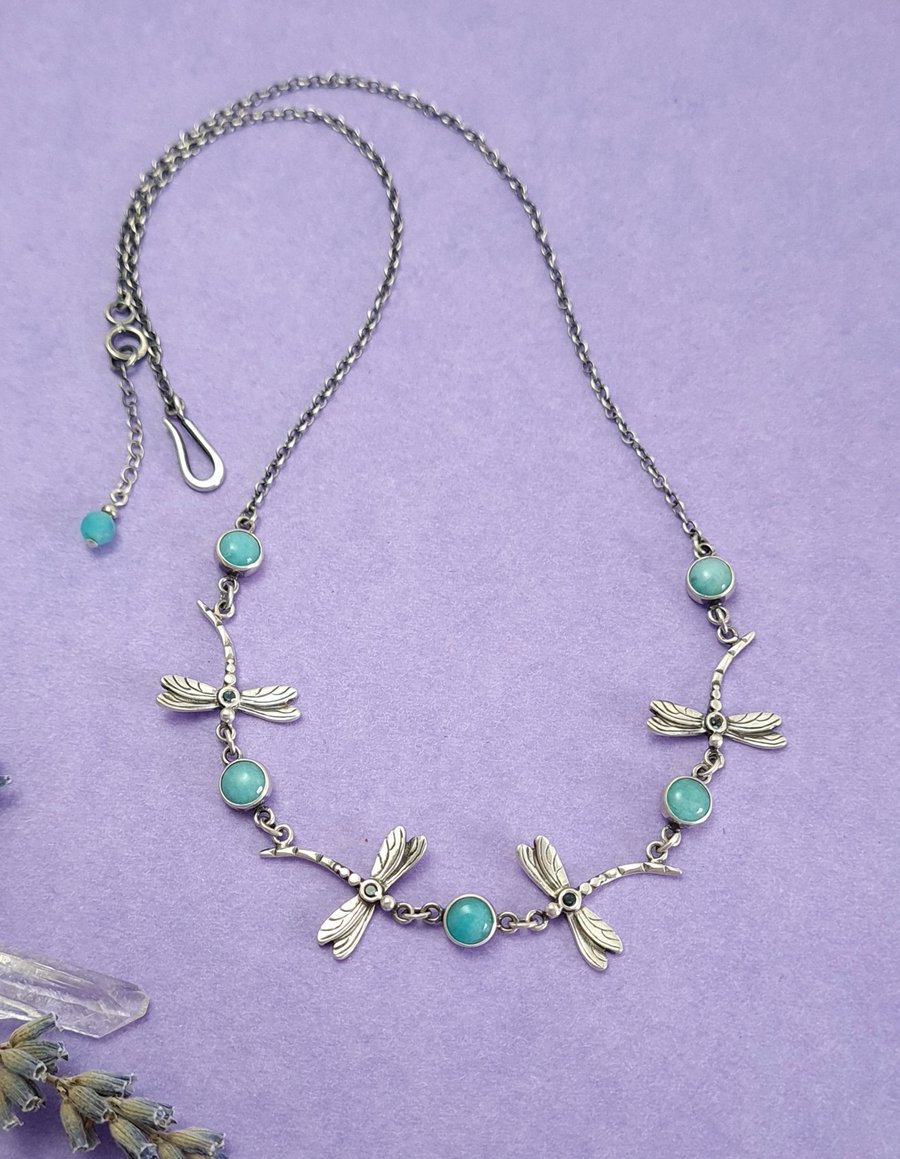 Dragonfly amazonite necklace