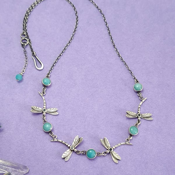 Dragonfly amazonite necklace