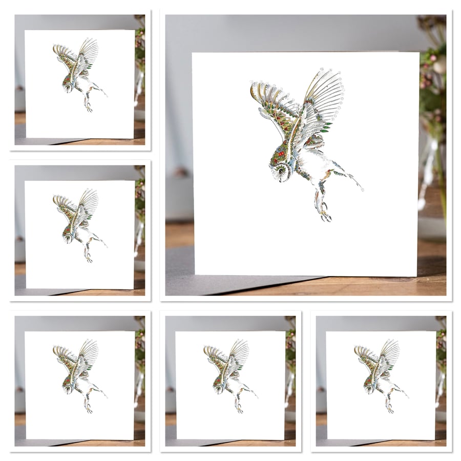 Rosehip Barn Owl x 6 cards 