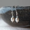 Top Quality Ivory White Freshwater Pearls and Aquamarine Dainty Drop Earrings