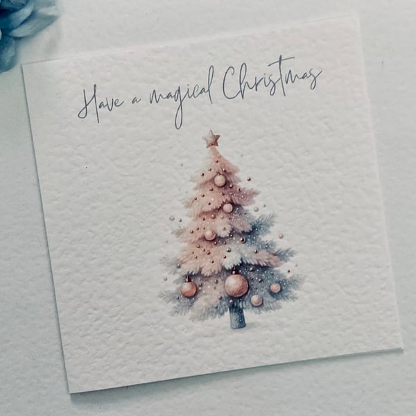 Pack of 3 Watercolour Christmas Cards - Pink