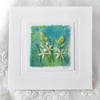 HAND EMBROIDERED GREETINGS CARD ON HAND DYED FABRIC