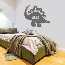 Personalised Stegosaurus Dinosaur Wall Sticker Jurassic Themed Home Decor