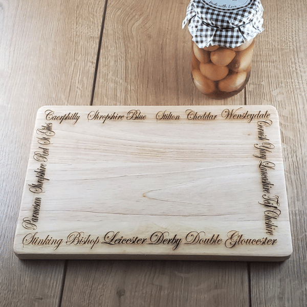 Cheese Border - Laser Engraved Wooden Cheese or Chopping Board