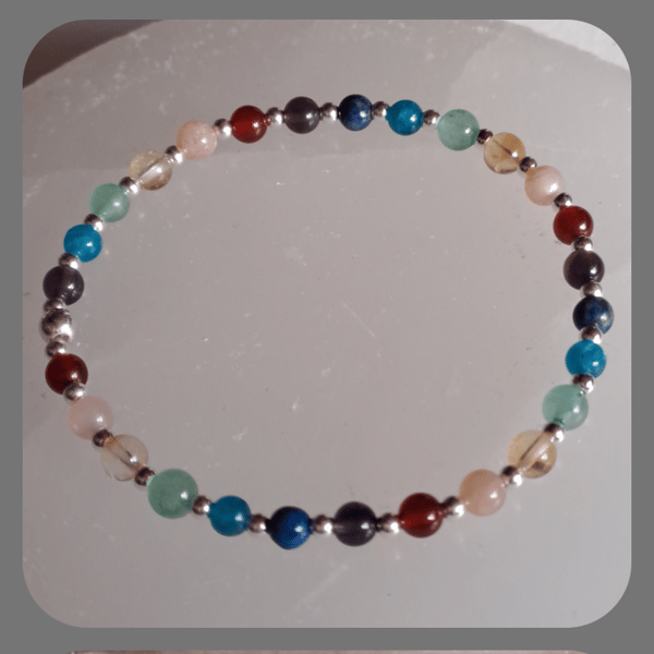 Chakra and sterling silver bracelet