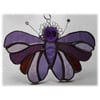 Purple Butterfly Suncatcher Stained Glass Handmade 099