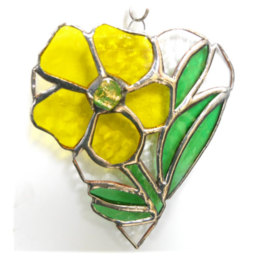 SOLD Primrose Heart Suncatcher Stained Glass 012