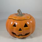 Ceramic Halloween Pumpkin Tea Light Candle Holder Ornament Decoration.