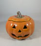 Ceramic Halloween Pumpkin Tea Light Candle Holder Ornament Decoration. - Image 1