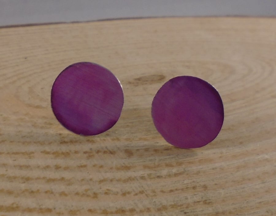 Anodised Aluminium Pink to Purple Circle Stud Earrings AAE072007