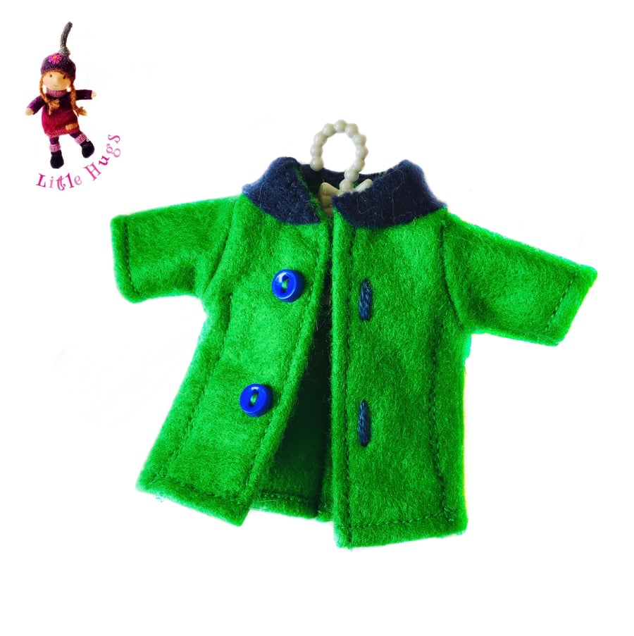 Emerald Green and Navy Coat to fit the Little Hug Dolls