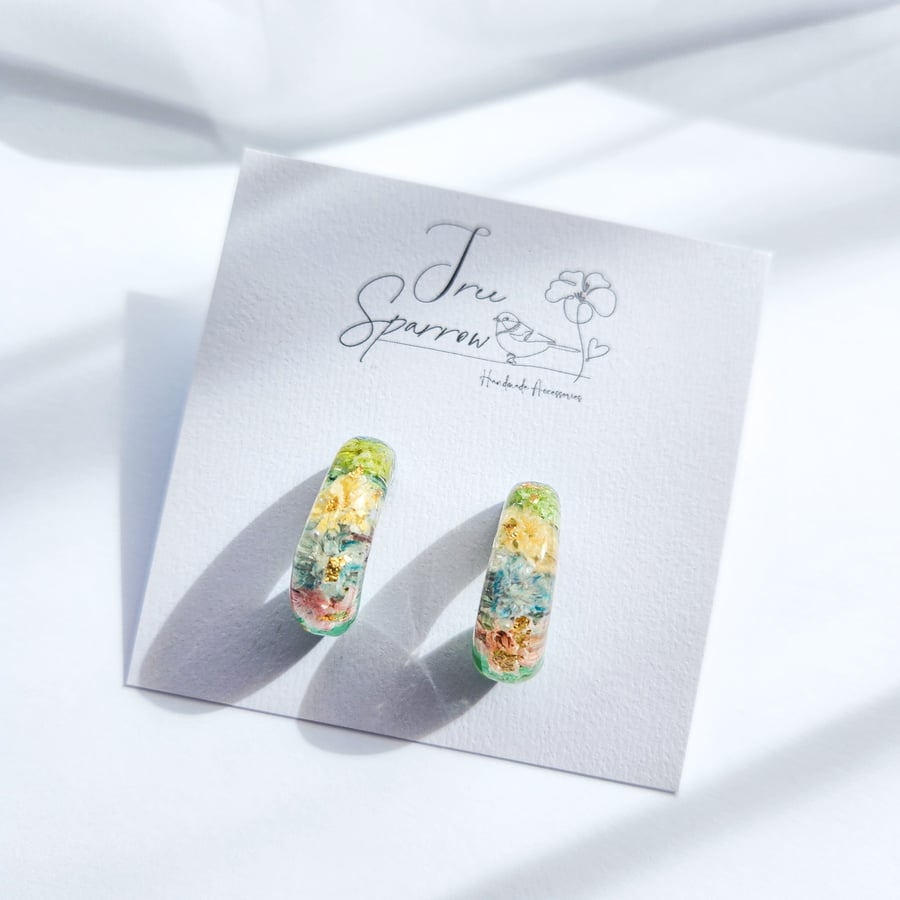 Real Dried flowers Hoop earrings