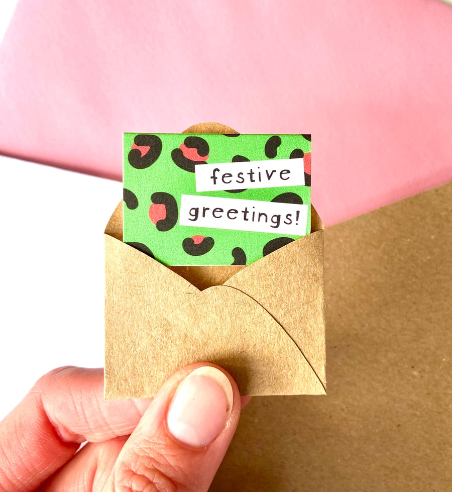 Tiny Leopard Print Christmas Card