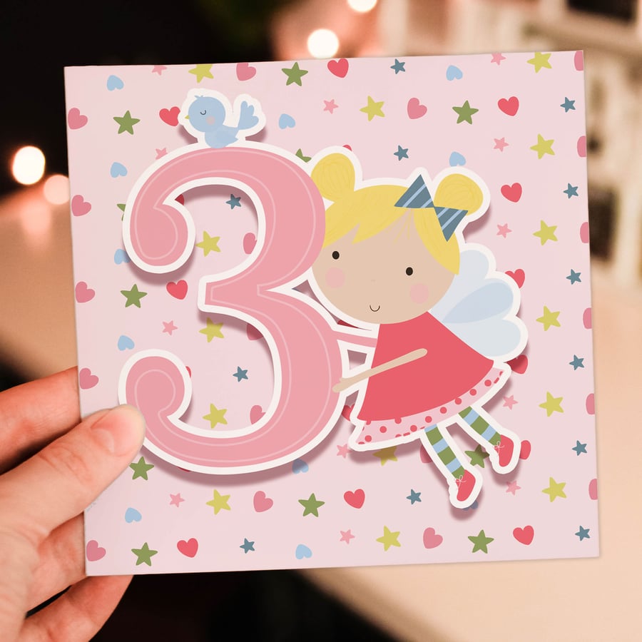 3rd birthday card: Fairy