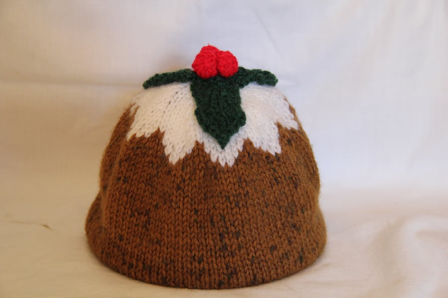 Hand Knitted Christmas Pudding Hat
