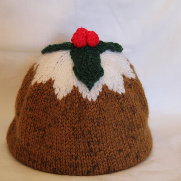 Hand Knitted Christmas Pudding Hat