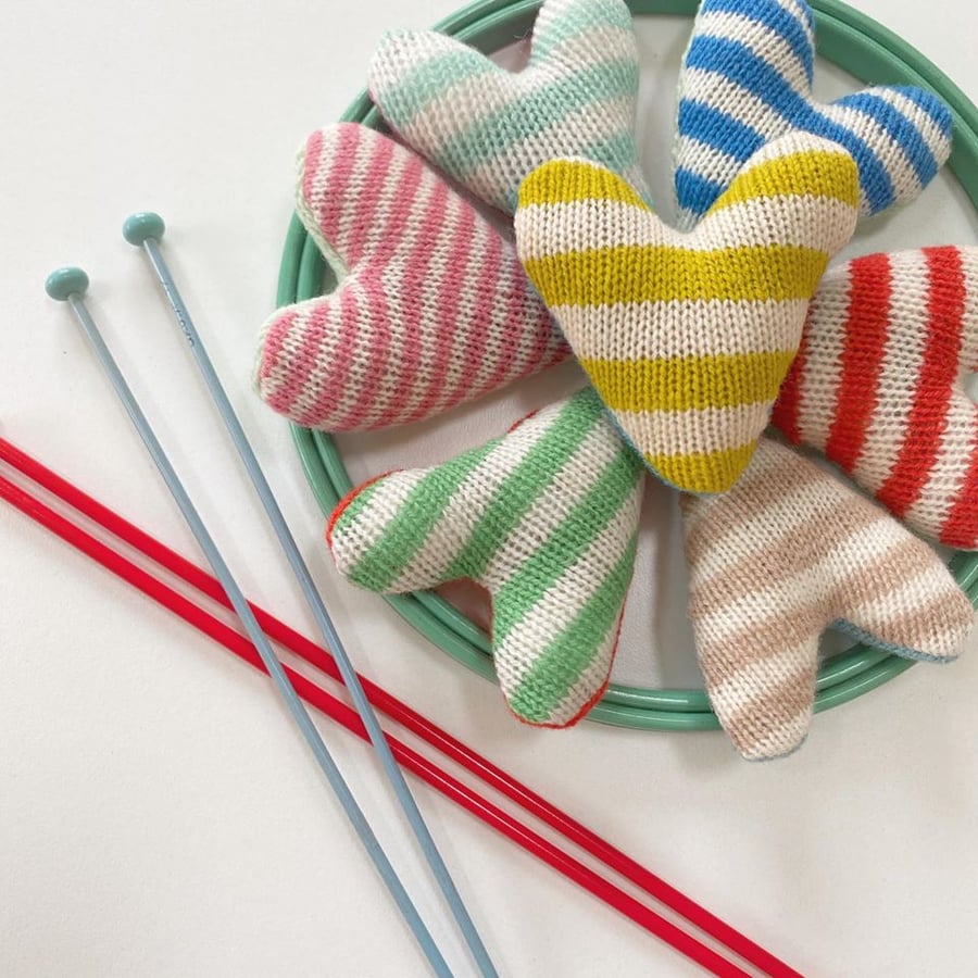 Knitted Lavender Hearts