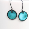 Turquoise blue enamel circle earrings