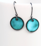 Turquoise blue enamel circle earrings
