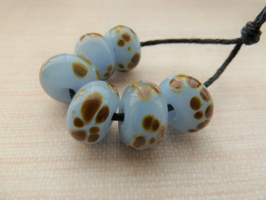 blue raku handmade lampwork glass beads