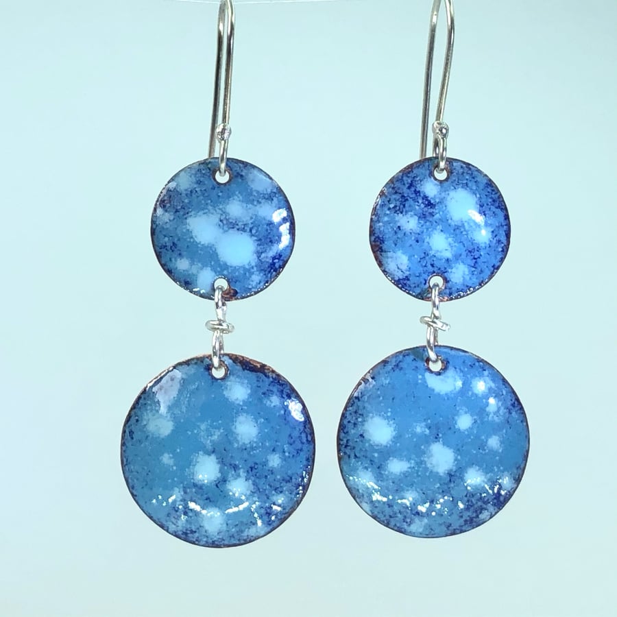 Double Circle spotty enamelled earrings