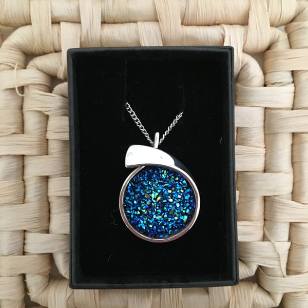 Resin Druzy Pendant in Sparkling Royal Blue