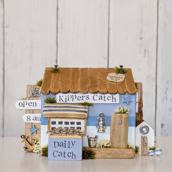 'Kippers Catch' Handmade Wooden Coastal Home Decor