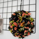 Mini Halloween Rag Rug Fabric Wreath, handmade