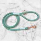 Handmade Sea Green Paracord Dog Lead with Rose Gold Hardware