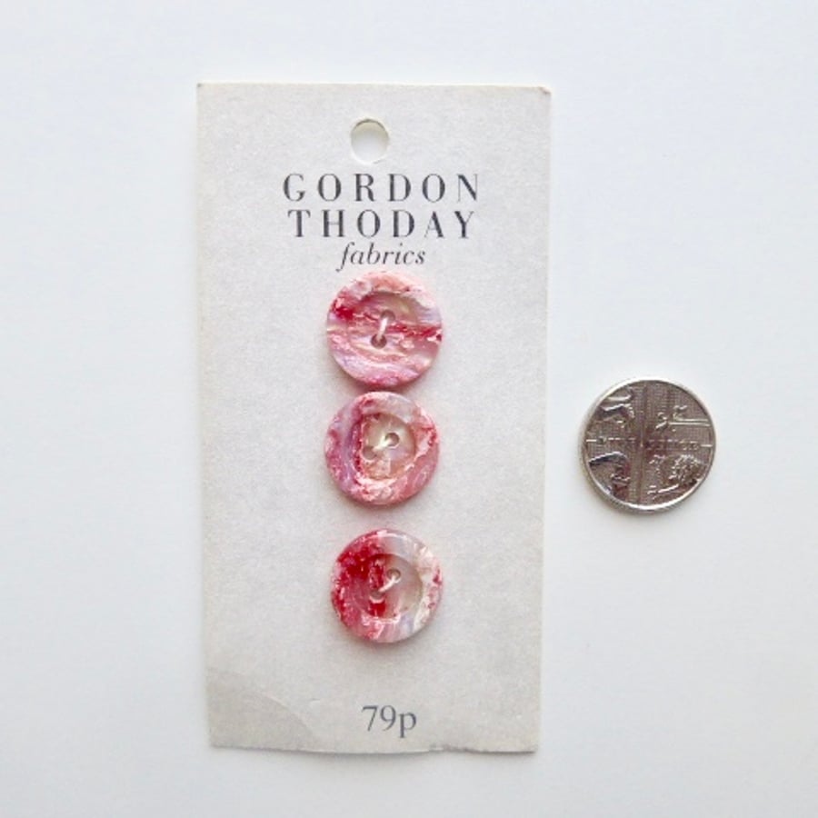 Pretty pink buttons, round vintage buttons