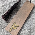 Viking ruin alphabet, Elder Futhark Fehu ruin, wooden bookmark with tassel
