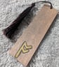 Viking ruin alphabet, Elder Futhark Fehu ruin, wooden bookmark with tassel