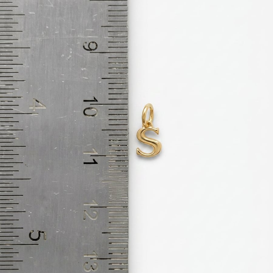14ct gold plated S letter charm pendant