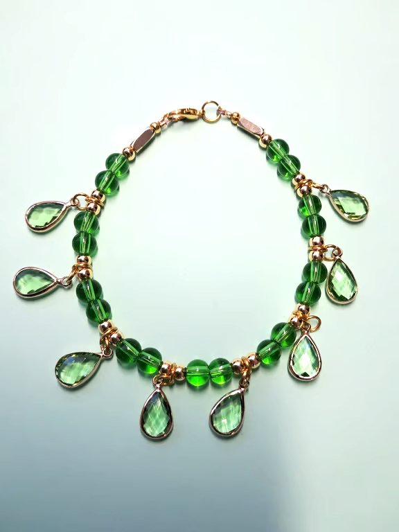 Peridot colour Raindrop Bracelet 