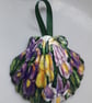 Handpainted "mixed Iris" king scallop shell Wall hanger 