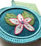 Hand Embroidered Flower in Crocheted Frame Wall Decoration  - Image 5